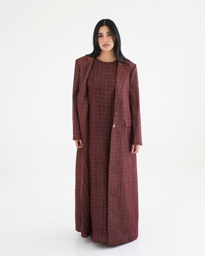 Noqta Blazer Abaya - Maroon