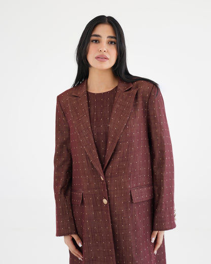 Noqta Blazer Abaya - Maroon