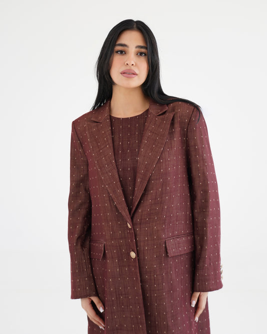 Noqta Blazer Abaya - Maroon