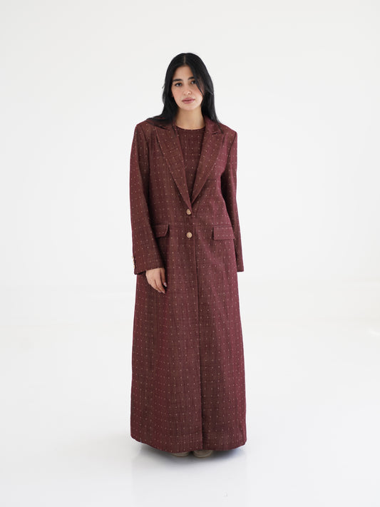 Noqta Blazer Abaya - Maroon